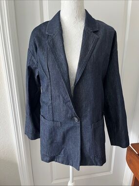 KOTON VTG Indigo Denim Cotton Blazer Button Front Jacket EU SZ 38 = US M